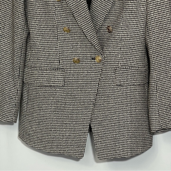 Zara Houndstooth Textured Gold Button Tweed Double Breasted Blazer 2761/255 XS - Picture 11 of 16